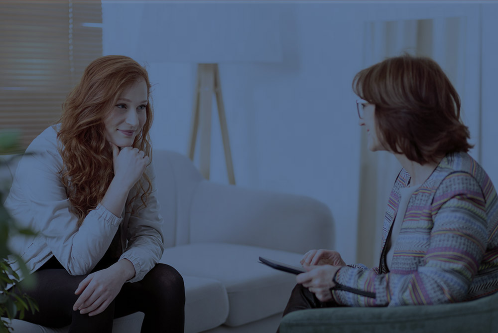 Two people talking