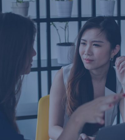 Two people having a discussion